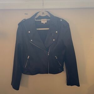Sezane Zig Black Leather Jacket - 46